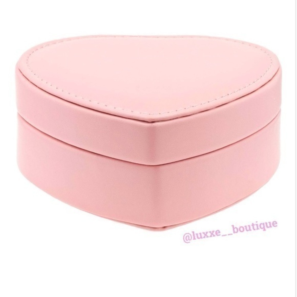 Pink Faux Leather Heart Shaped Jewelry Box